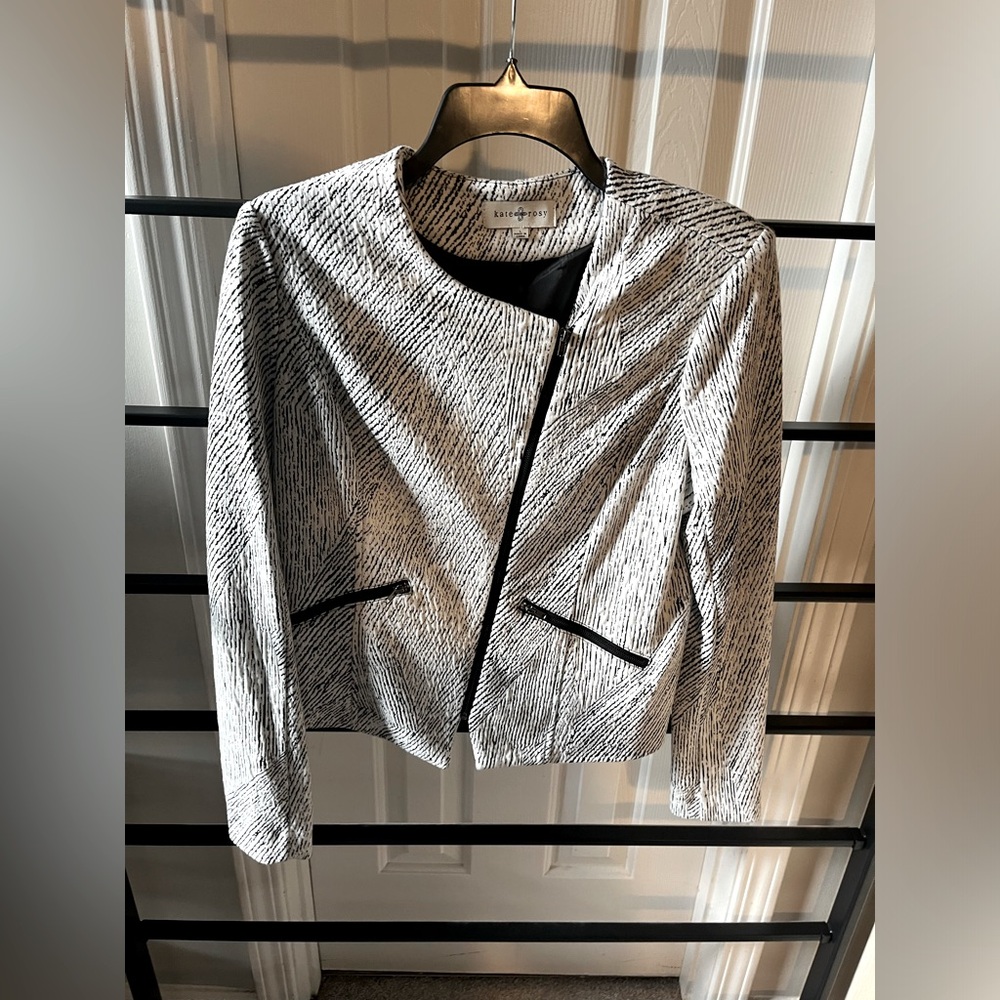 Kate Rosy Blazer Silver Grey Zipper detail